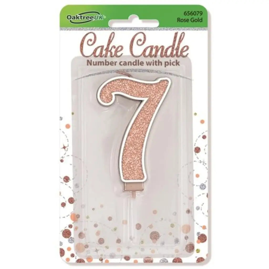 OaktreeUK Birthday Candles Number 7 Sparkling Fizz Rose Gold OT656079