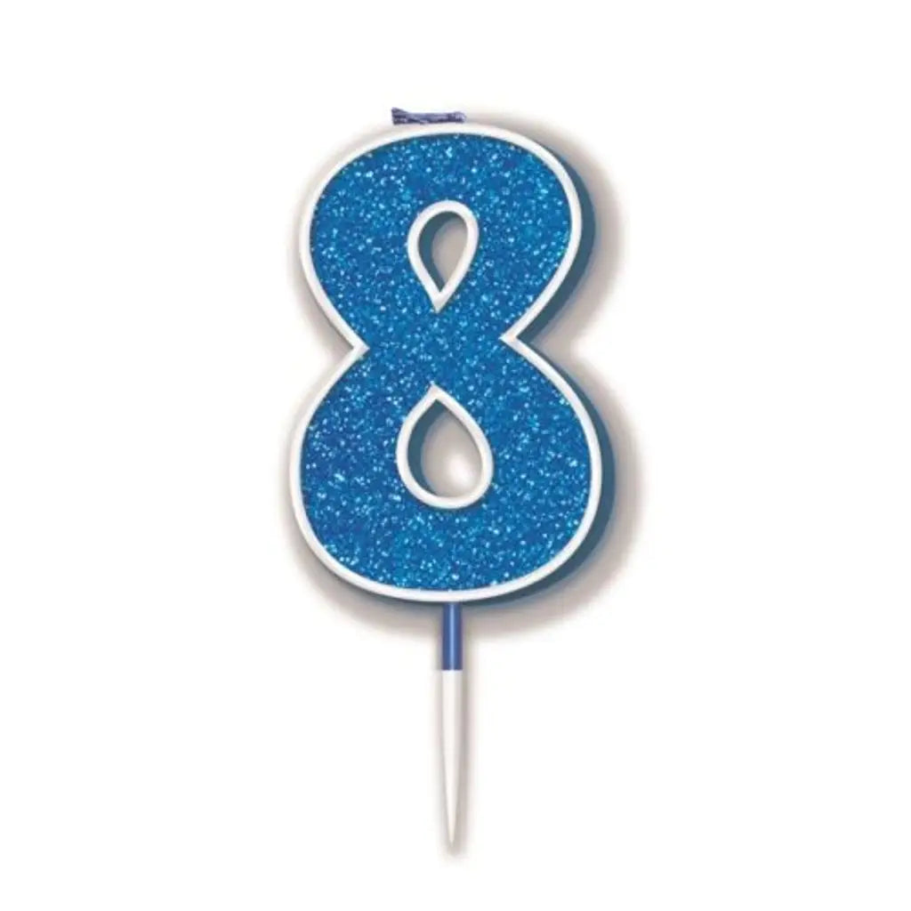 OaktreeUK Birthday Candles Number 8 Glitter Blue OT656383