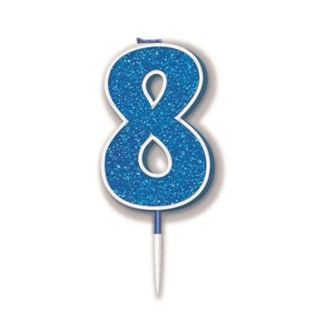 OaktreeUK Birthday Candles Number 8 Glitter Blue OT656383