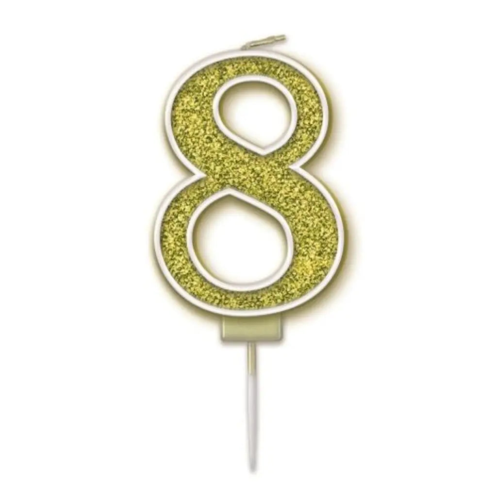 OaktreeUK Birthday Candles Number 8 Sparkling Fizz Gold OT656185