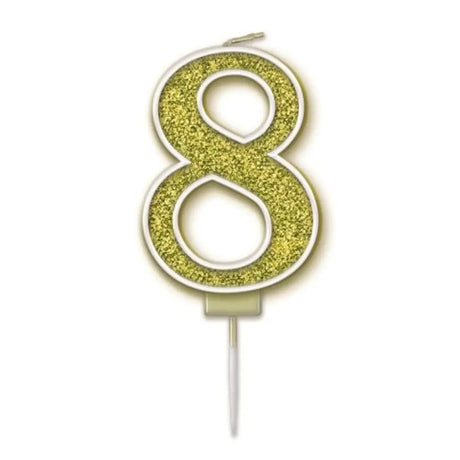 OaktreeUK Birthday Candles Number 8 Sparkling Fizz Gold OT656185