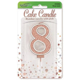 OaktreeUK Birthday Candles Number 8 Sparkling Fizz Rose Gold OT656086
