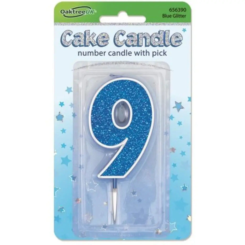 OaktreeUK Birthday Candles Number 9 Glitter Blue OT656390