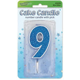 OaktreeUK Birthday Candles Number 9 Glitter Blue OT656390
