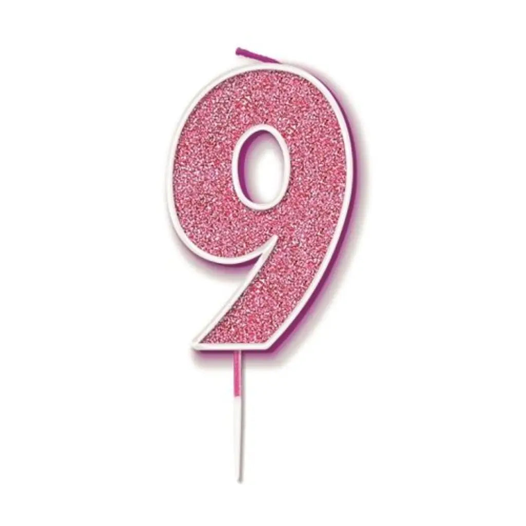OaktreeUK Birthday Candles Number 9 Glitter Pink OT656291