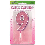 OaktreeUK Birthday Candles Number 9 Glitter Pink OT656291