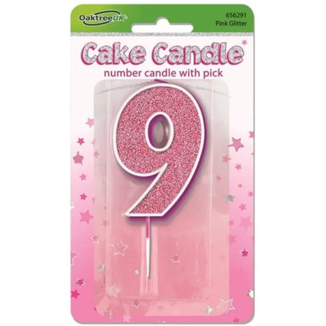 OaktreeUK Birthday Candles Number 9 Glitter Pink OT656291