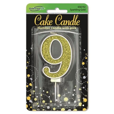 OaktreeUK Birthday Candles Number 9 Sparkling Fizz Gold OT656192