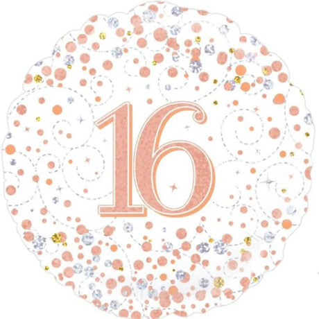 OaktreeUK Foil Balloon 16 Birthday Sparkling Fizz Rose Gold 18in 210421