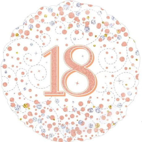 OaktreeUK Foil Balloon 18 Birthday Sparkling Fizz Rose Gold 18in 210422