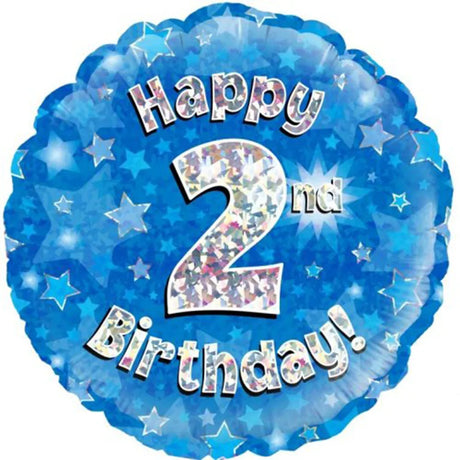 OaktreeUK Foil Balloon 2nd Birthday Blue 18in 210492