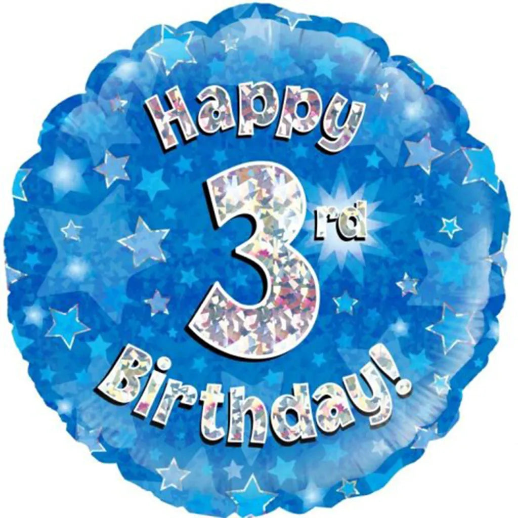 OaktreeUK Foil Balloon 3rd Birthday Blue 18in 210493