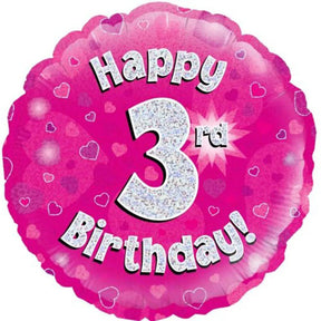 OaktreeUK Foil Balloon 3rd Birthday Pink 18in 210463