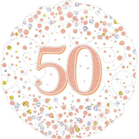 OaktreeUK Foil Balloon 50 Birthday Sparkling Fizz Rose Gold 18in 210426