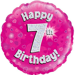 OaktreeUK Foil Balloon 7th Birthday Pink 18in 210467