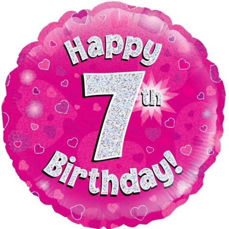 OaktreeUK Foil Balloon 7th Birthday Pink 18in 210467