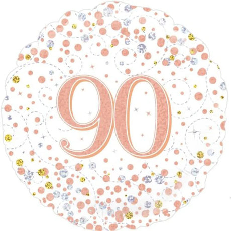 OaktreeUK Foil Balloon 90 Birthday Sparkling Fizz Rose Gold 18in 210430