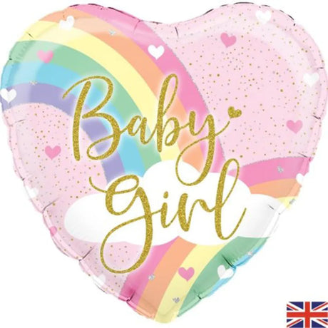 OaktreeUK Foil Balloon Rainbow Baby Girl Heart 18in OT228120
