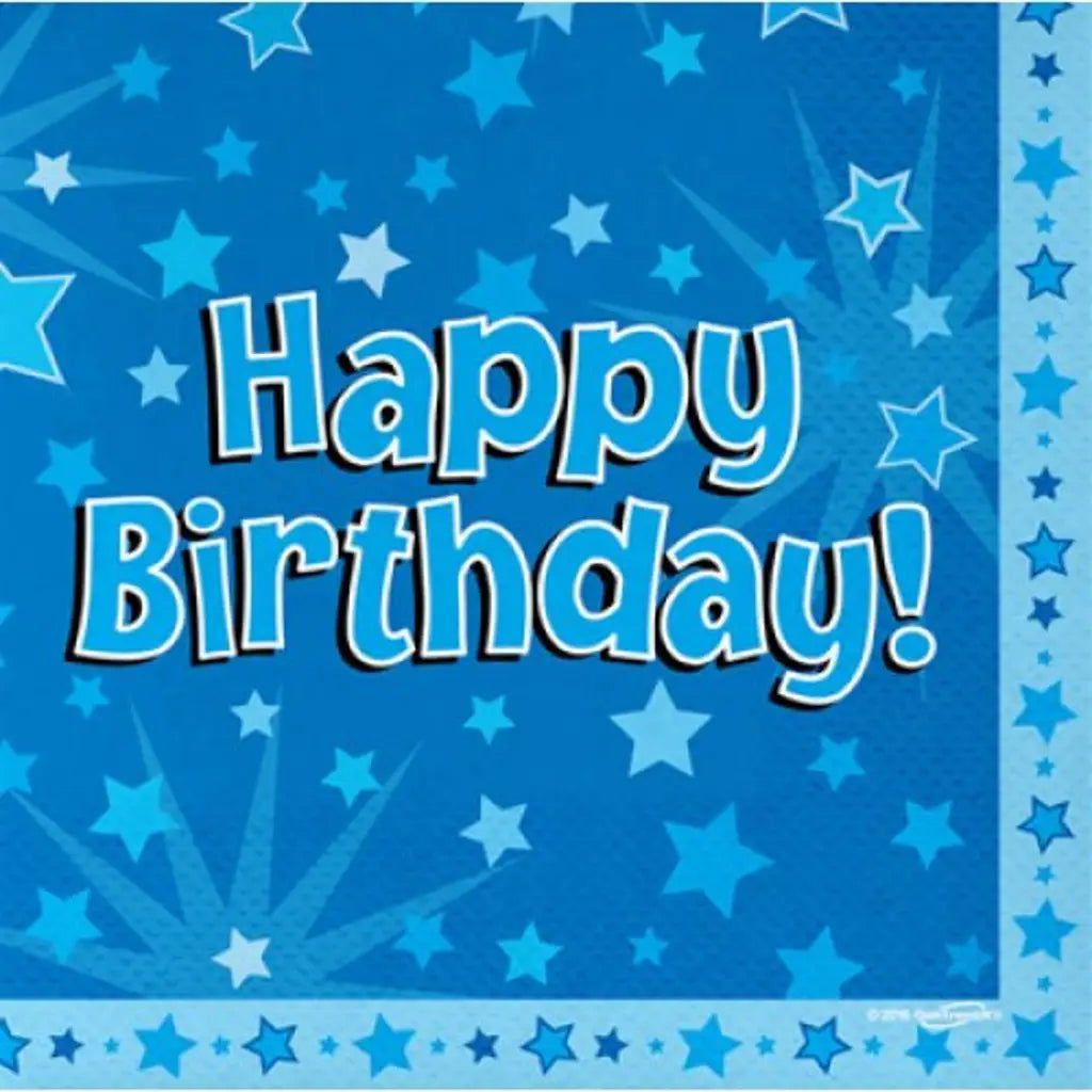 OaktreeUK Napkins Happy Birthday Blue 330x330mm 3Ply 16Pk OT635197