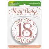 OaktreeUK Party Badge 18 Birthday Sparkling Fizz Rose Gold 75mm OT654327
