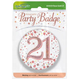 OaktreeUK Party Badge 21 Birthday Sparkling Fizz Rose Gold 75mm OT654334