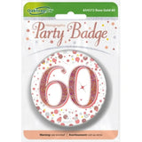 OaktreeUK Party Badge 60 Birthday Sparkling Fizz Rose Gold 75mm OT654372