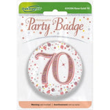 OaktreeUK Party Badge 70 Birthday Sparkling Fizz Rose Gold 75mm OT654396