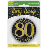 OaktreeUK Party Badge 80 Birthday Sparkling Fizz Black Gold 75mm OT654532
