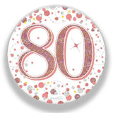 OaktreeUK Party Badge 80 Birthday Sparkling Fizz Rose Gold 75mm OT654402