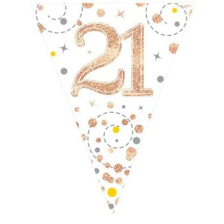 OaktreeUK Party Flag Bunting 21 Birthday Sparkle Fizz Rose Gold 109614