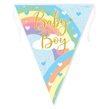 OaktreeUK Party Flag Bunting Baby Boy Pastel Rainbow OT632479