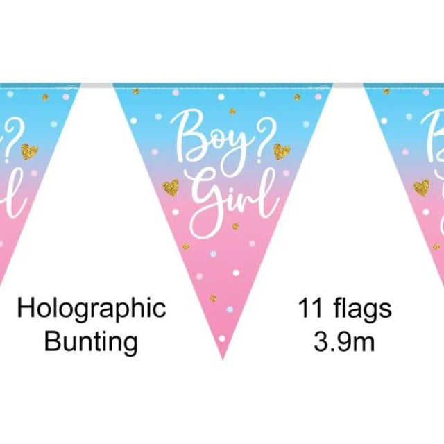 OaktreeUK Party Flag Bunting Boy or Girl Gender Reveal OT632615