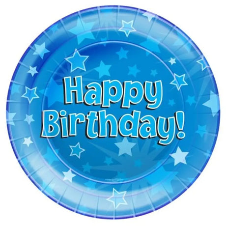 OaktreeUK Plates Happy Birthday Blue 230mm 8Pk OT635173