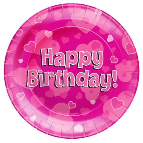 OaktreeUK Plates Happy Birthday Pink 230mm 8Pk OT634848