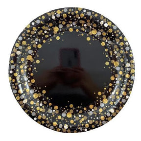 OaktreeUK Plates Sparkling Fizz Black Gold 230mm 8Pk OT635883