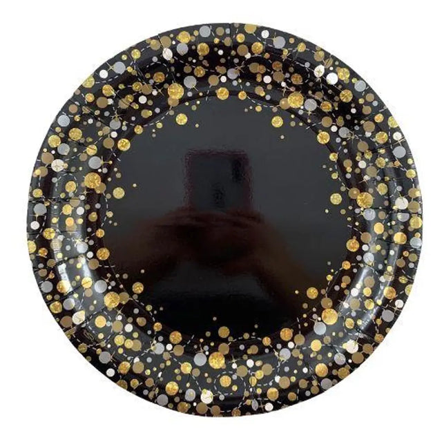 OaktreeUK Plates Sparkling Fizz Black Gold 230mm 8Pk OT635883