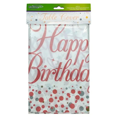 OaktreeUK Table Cover Happy Birthday Sparkling Fizz Rose Gold 137x259cm 635715