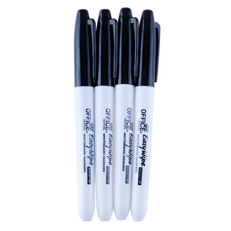 Office Central Black Whiteboard Markers EasyWipe Bullet Tip 1mm 4Pk 208876