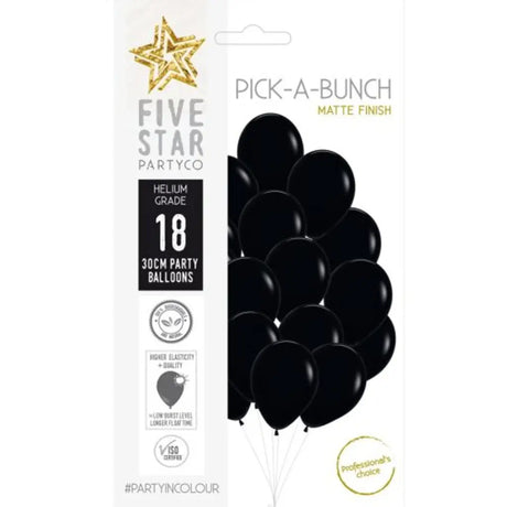 Party Air Balloon Matte Black 30cm 18Pk 700080