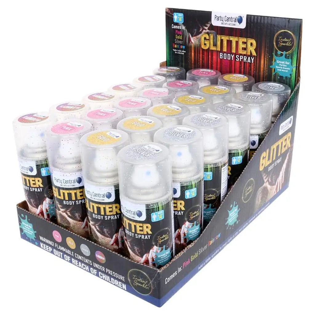 Party Central Assorted Body Glitter Spray 100ml 287840