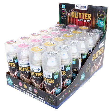 Party Central Assorted Body Glitter Spray 100ml 287840