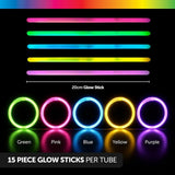 Party Central Assorted Glow Stick Bracelet 5x20mm 15Pk 242467