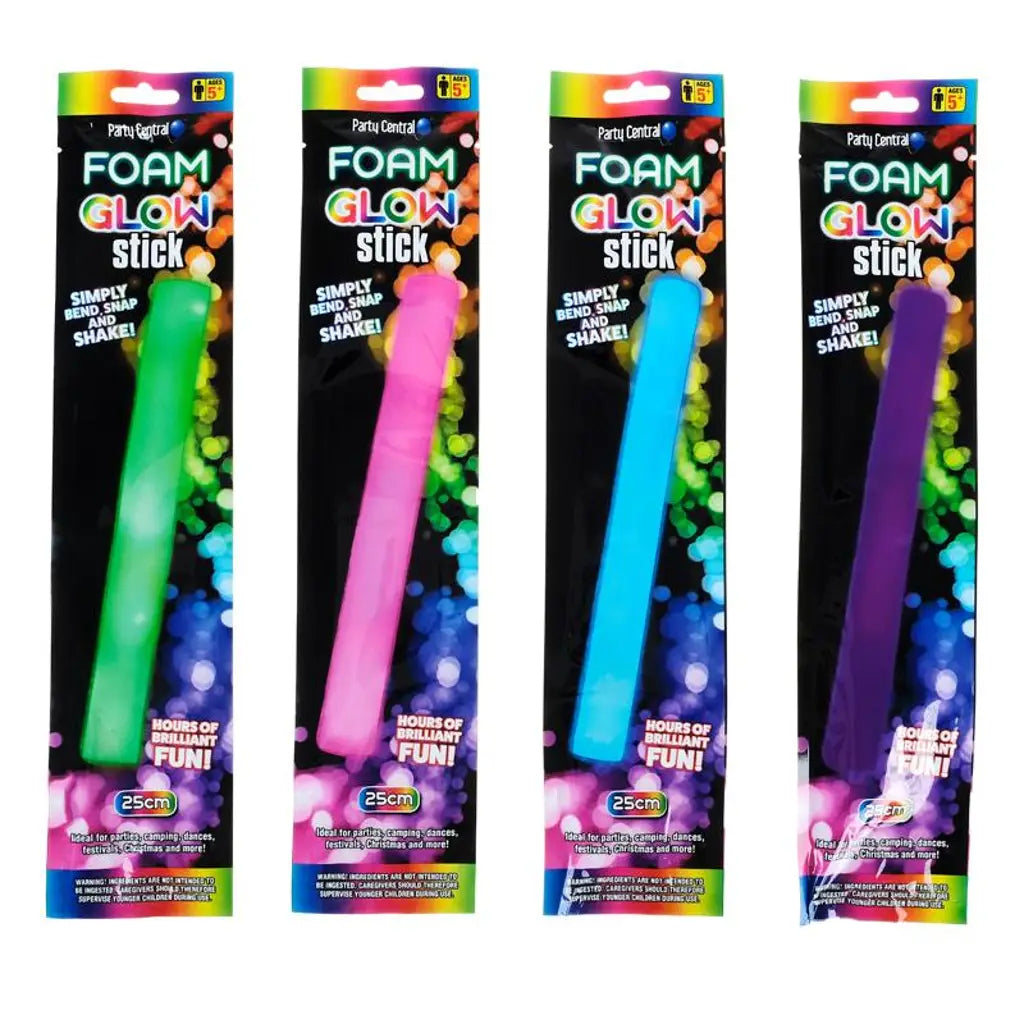 Party Central Assorted Glow Stick Foam 25cm 267941