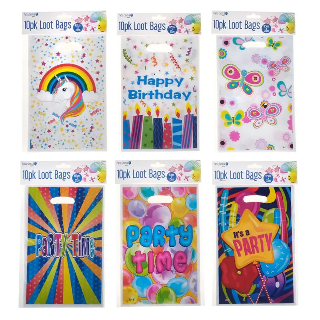 Party Central Assorted Party Loot Bag 10Pk 213795