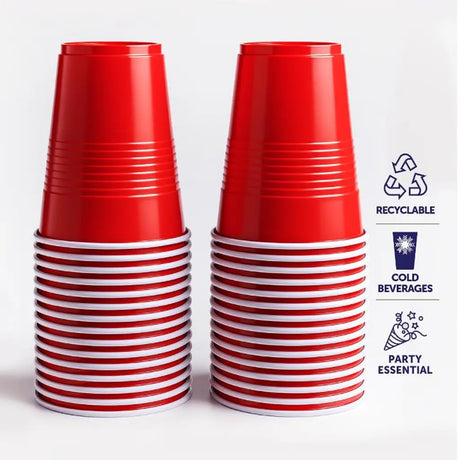 Party Central Partyware Drinkware Reusable Plastic Cup American Red 265ml 20Pk 176526