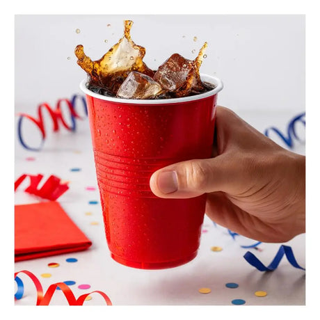 Party Central Partyware Drinkware Reusable Plastic Cup American Red 265ml 20Pk 176526