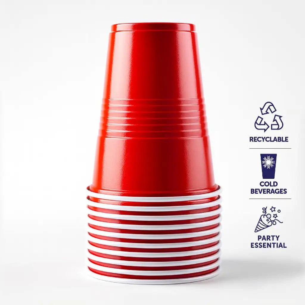 Party Central Partyware Drinkware Reusable Plastic Cup American Red 450ml 10Pk 171897