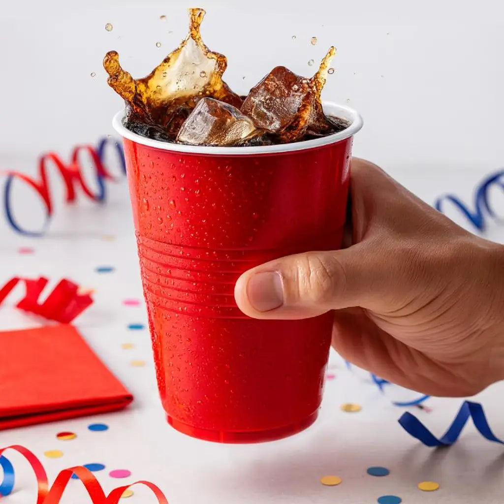 Party Central Partyware Drinkware Reusable Plastic Cup American Red 450ml 10Pk 171897