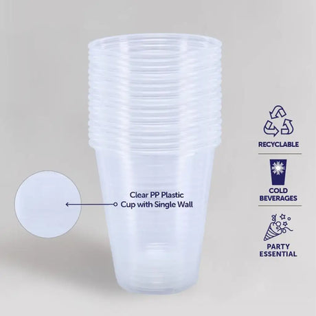 Party Central Premium Plastic Clear Cups Bulk 350ml 50Pk 288427