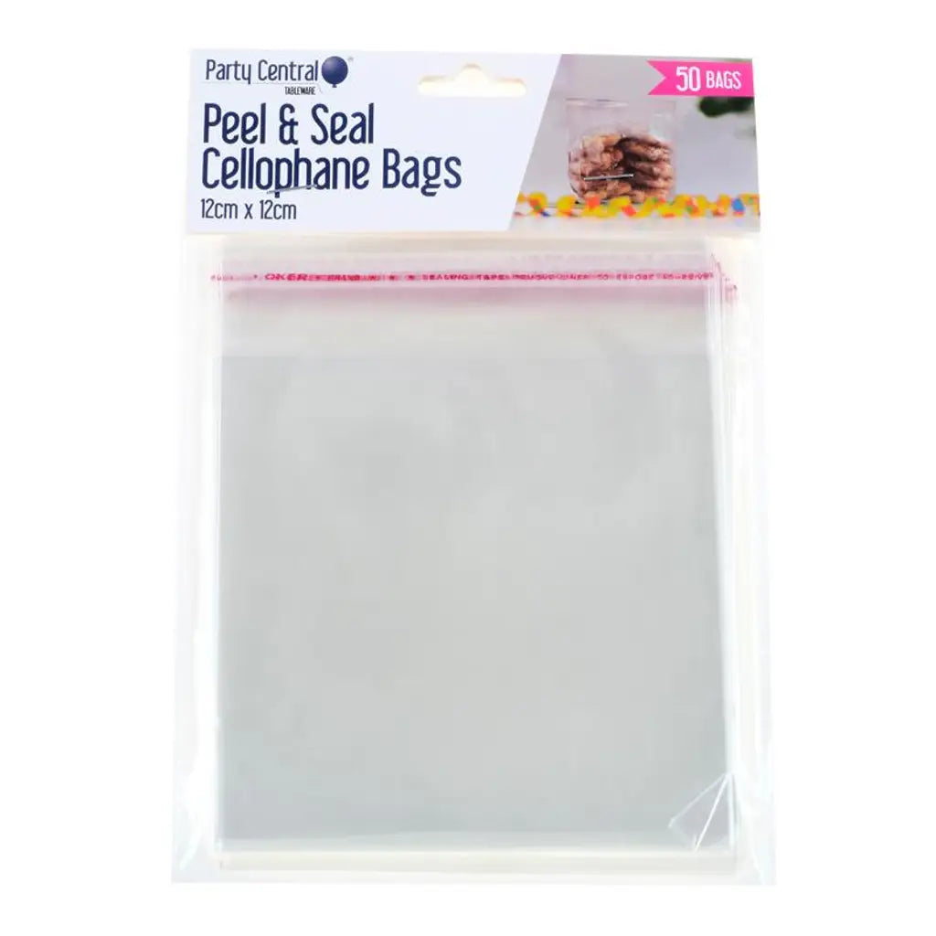 Party Central Premium Seal Cellophane Snack Bags 12x12cm 50Pk 270873